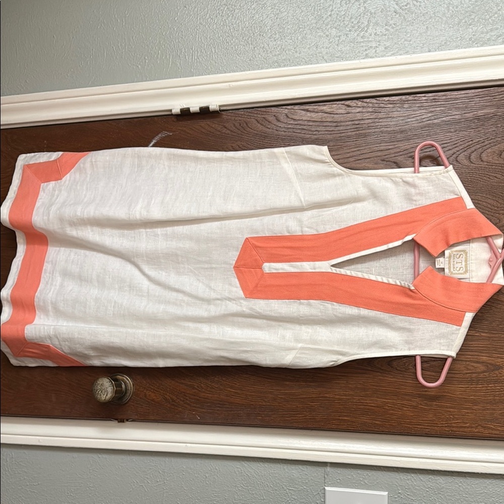 Sail to Sable White and Coral Midi Dress